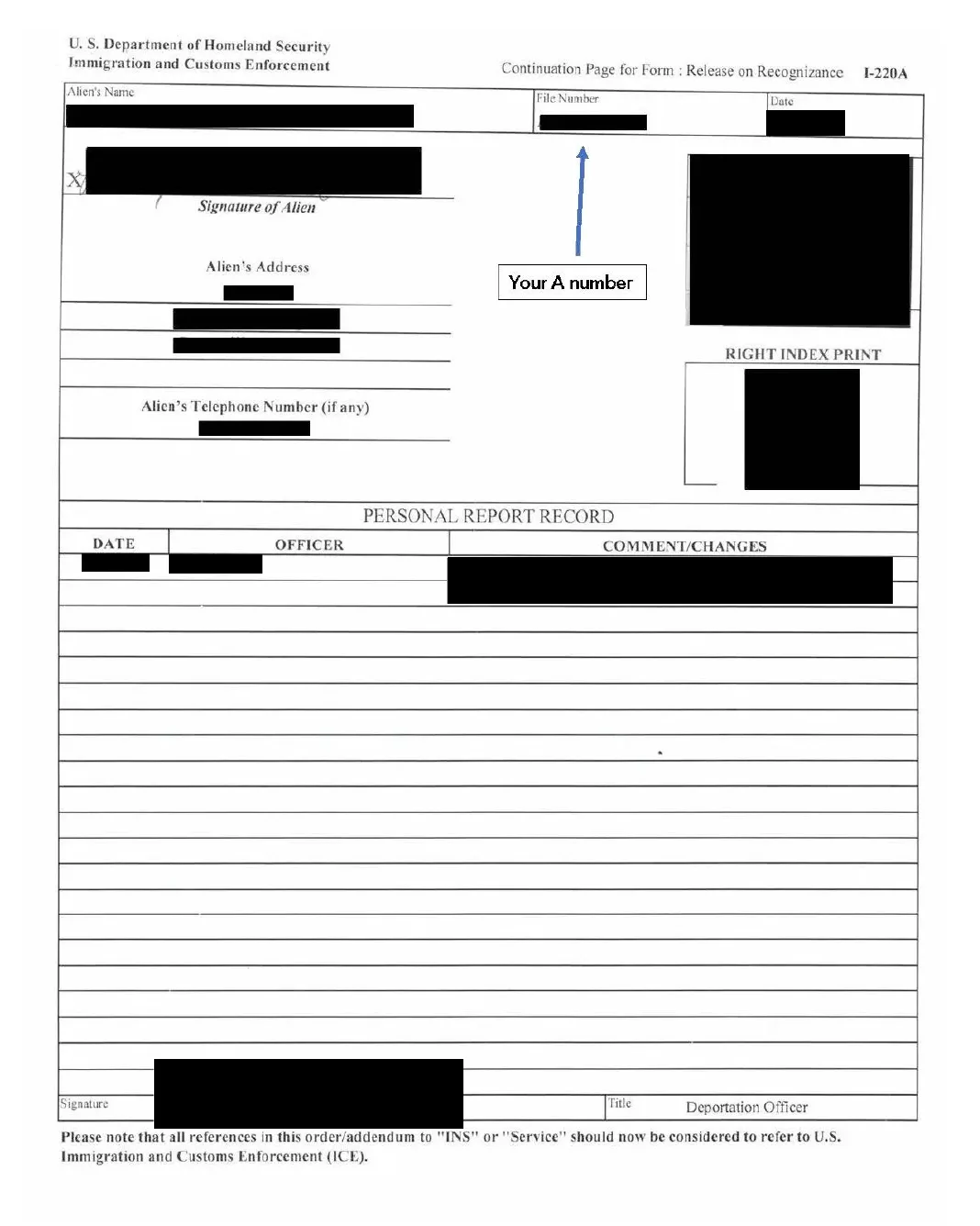 Sample ICE Check-In Log