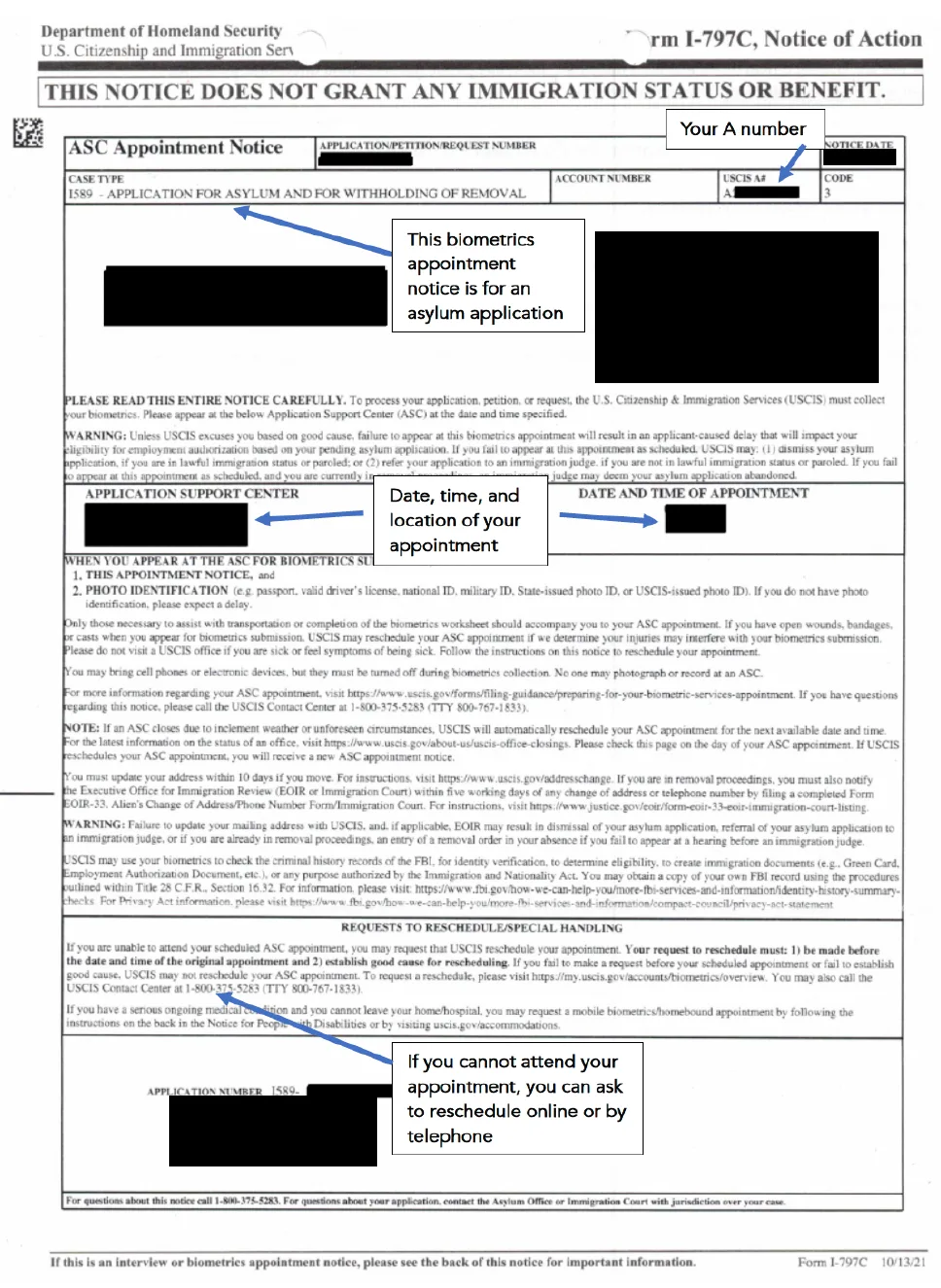 Biometrics Appointment Notice