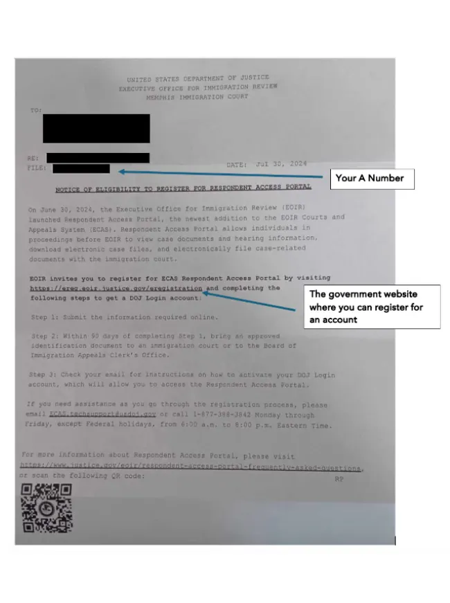 Sample Respondent Access Portal Notice