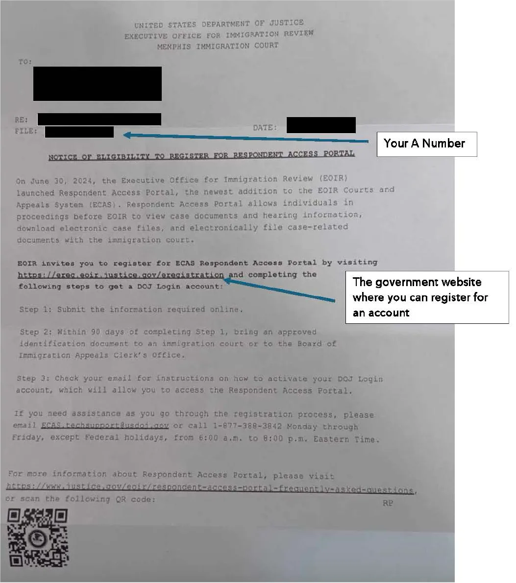Sample Respondent Access Portal Notice