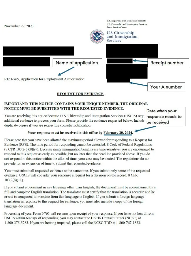 Request for Evidence