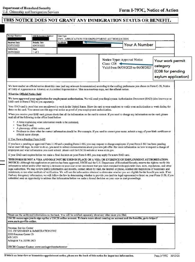 Work Permit Approval Notice