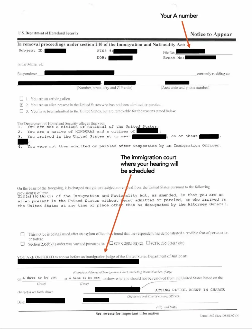 Notice to Appear