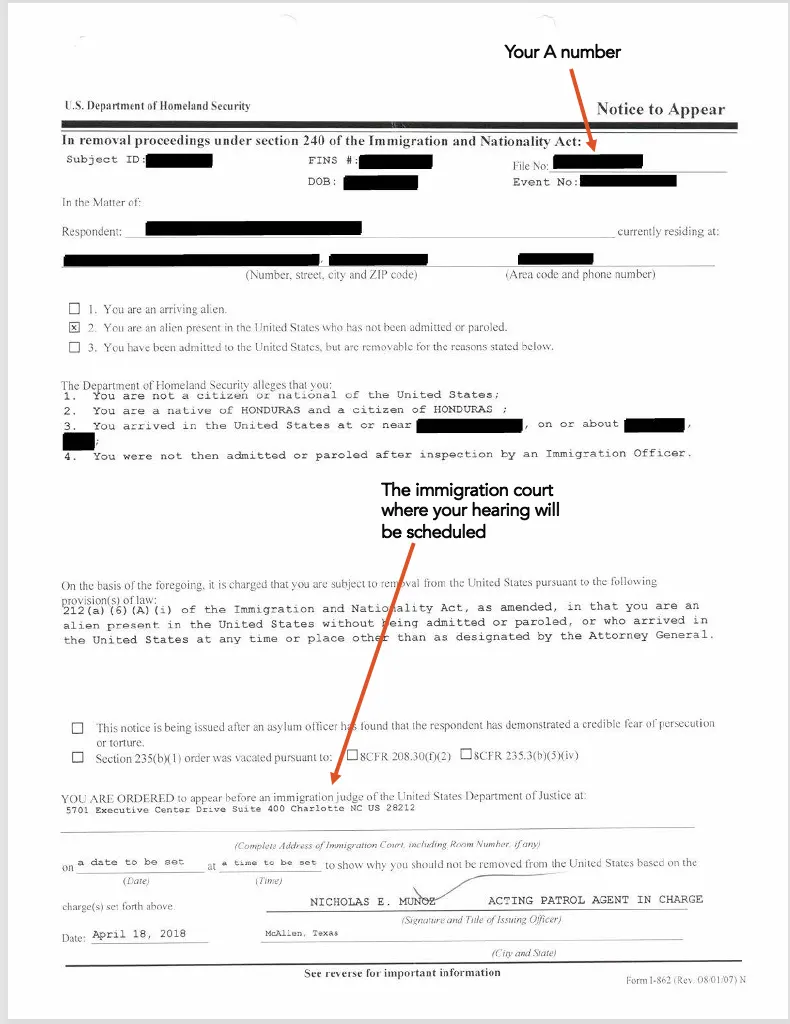 Notice to Appear